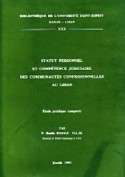 Statut personnel et competence judiclaire des communautes confessionnelles au Liban